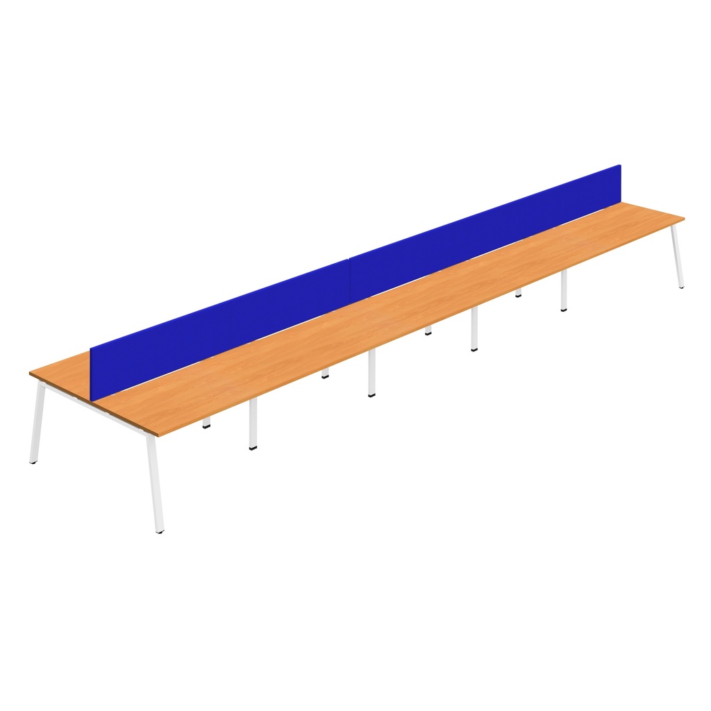Synergy 10P Bench Desk|1200X800mm|A-Frame|Beech/White|Royal Blue Screen