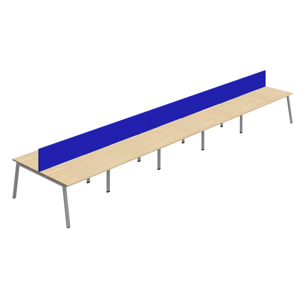 Synergy 10P Bench Desk|1200X800mm|A-Frame|NovaOak/Silver|Royal Blue Screen