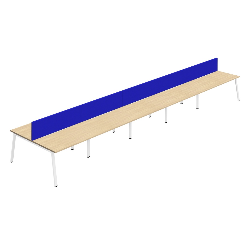 Synergy 10P Bench Desk|1600X800mm|A-Frame|NovaOak/White|Royal Blue Screen