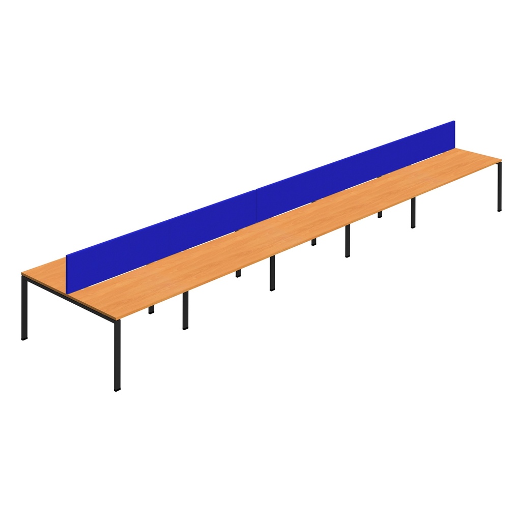 Synergy 10P Bench Desk|1600X800mm|GoalPost|Beech/Black|Royal Blue Screen