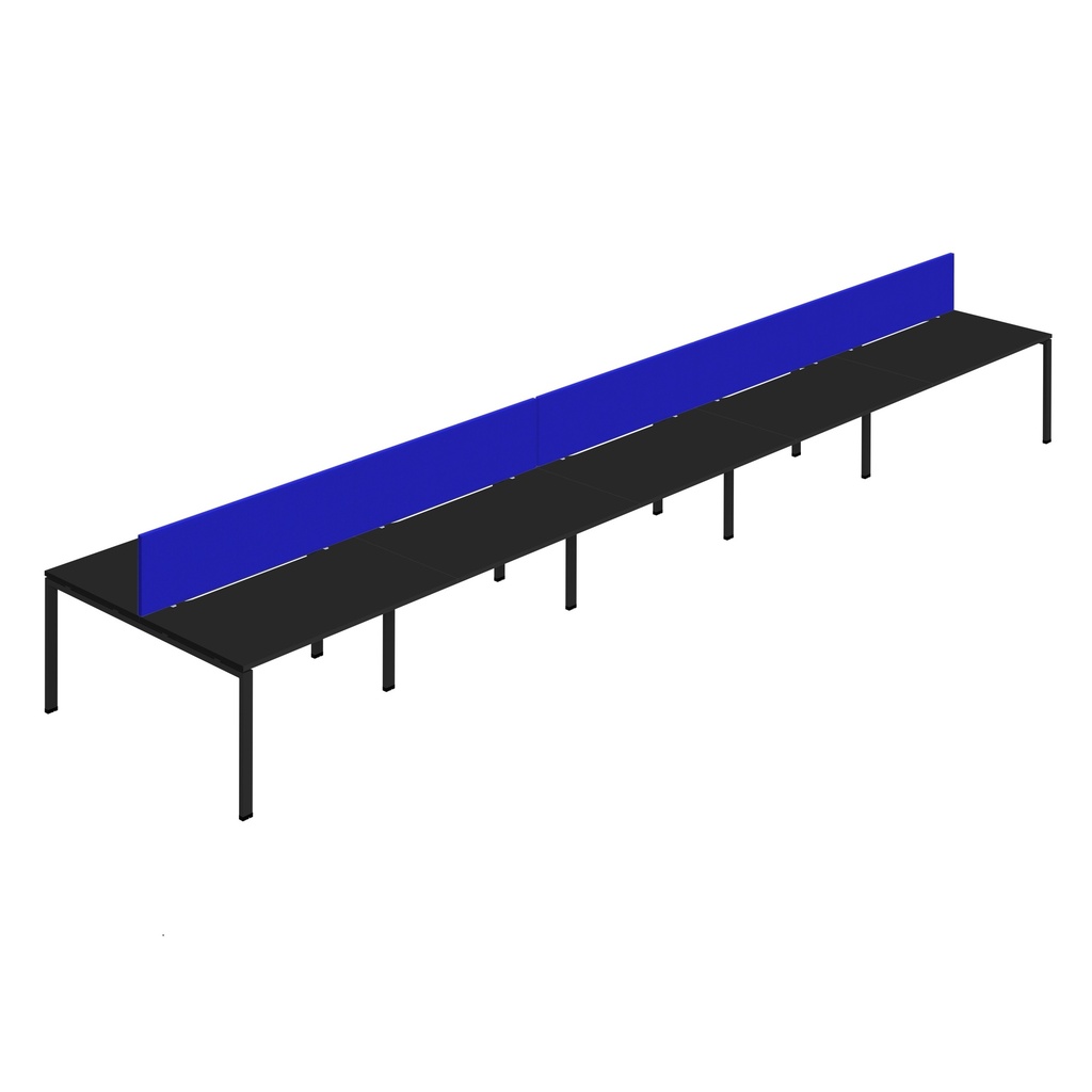 Synergy 10P Bench Desk|1600X800mm|GoalPost|Black/Black|Royal Blue Screen