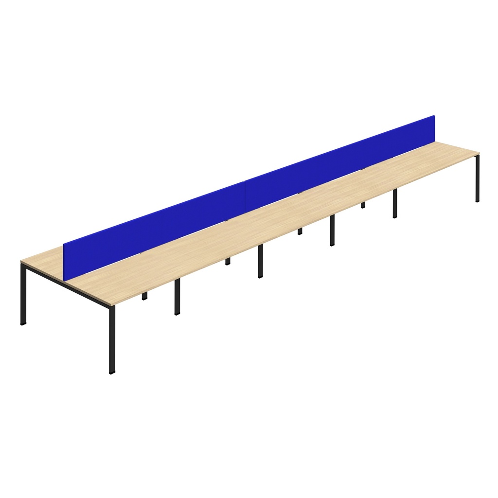 Synergy 10P Bench Desk|1600X800mm|GoalPost|NovaOak/Black|Royal Blue Screen