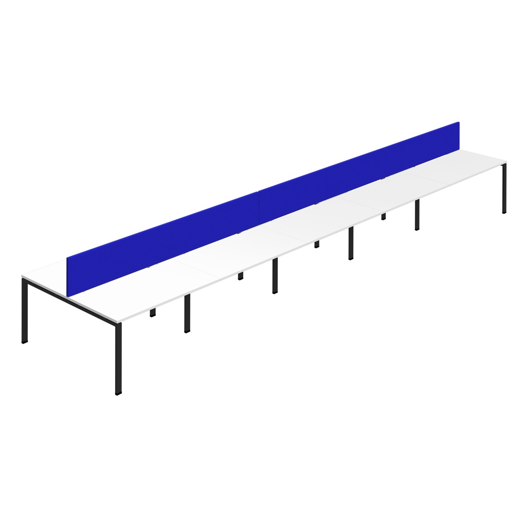 Synergy 10P Bench Desk|1600X800mm|GoalPost|White/Black|Royal Blue Screen