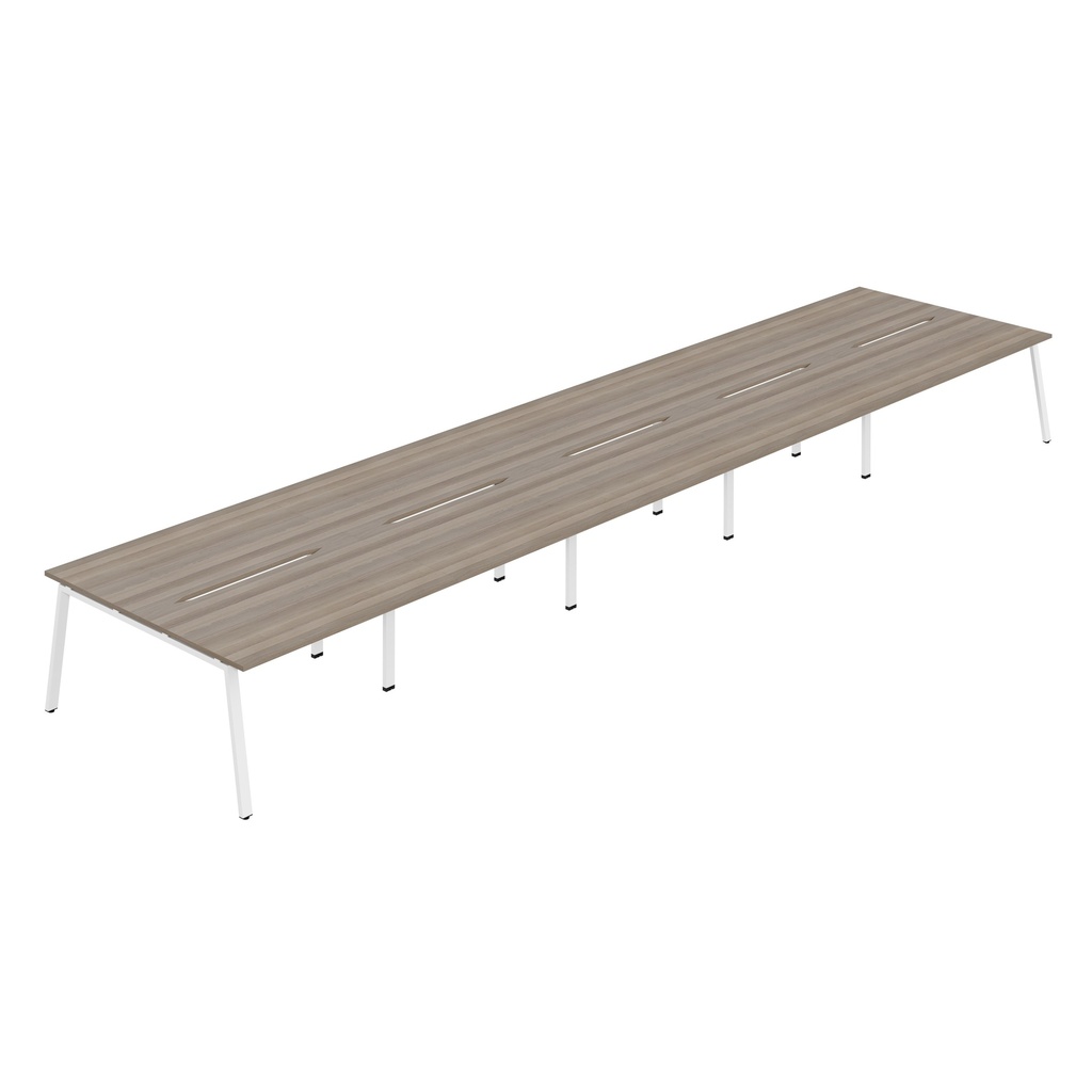 Synergy 10P Bench Desk|1200X800mm|A-Frame|GreyOak/White