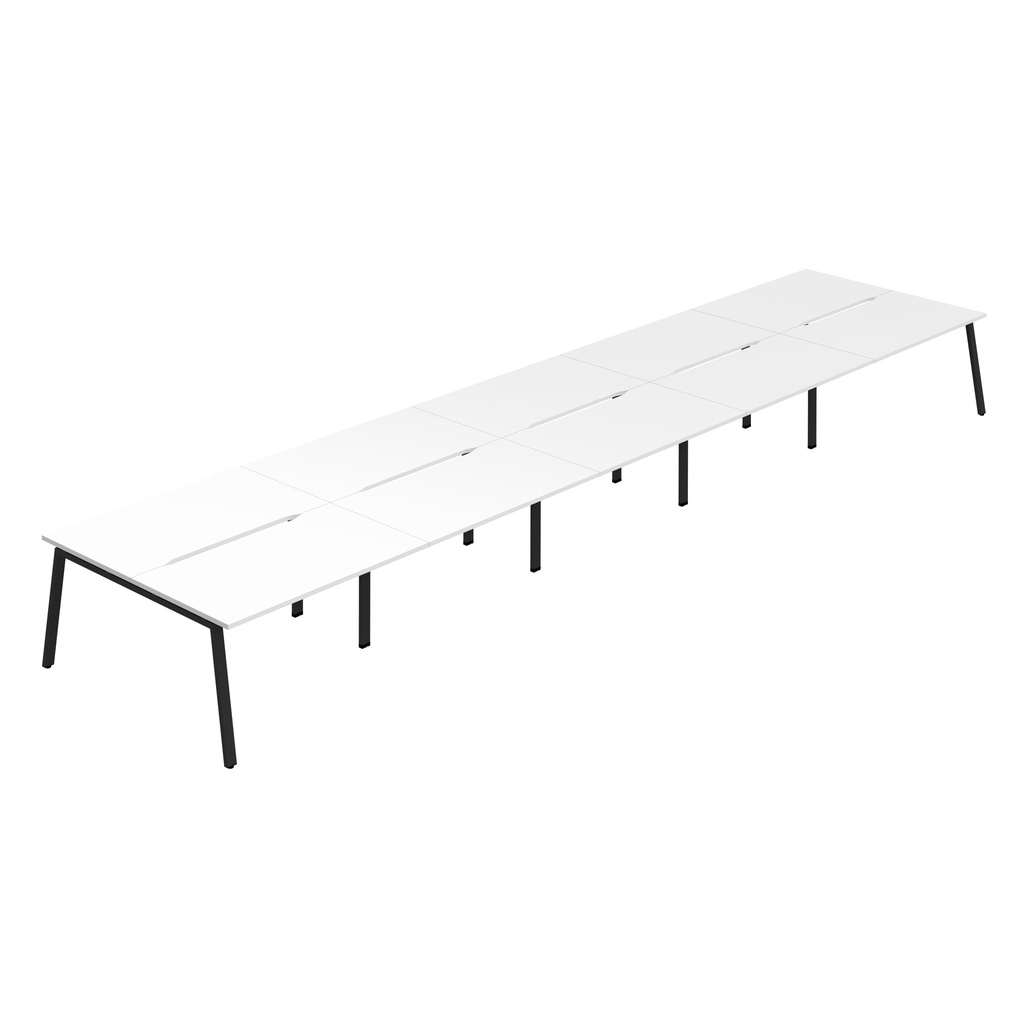 Synergy 10P Bench Desk|1200X800mm|A-Frame|White/Black