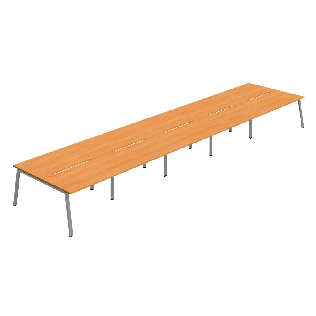 Synergy 10P Bench Desk|1400X800mm|A-Frame|Beech/Silver