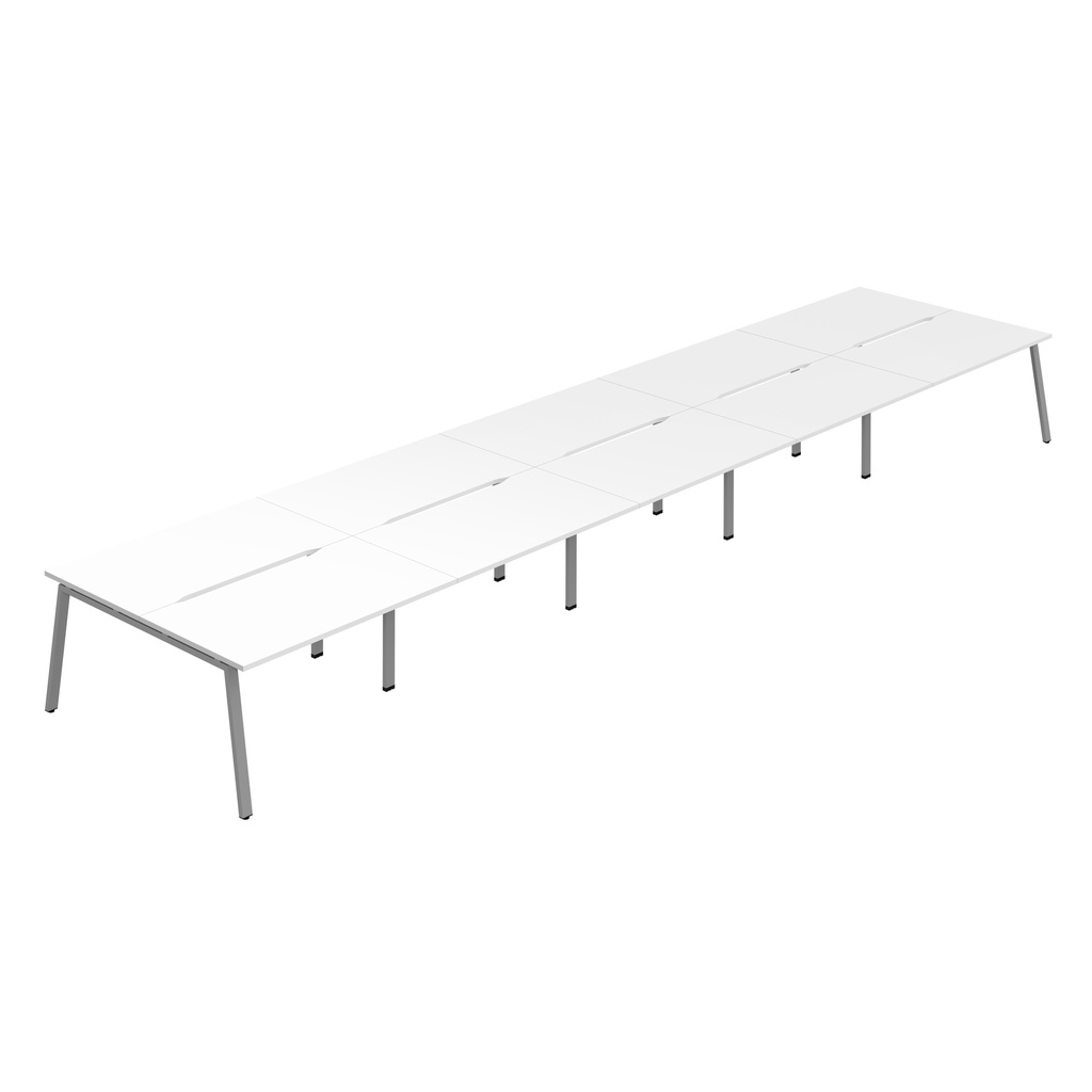 Synergy 10P Bench Desk|1400X800mm|A-Frame|White/Silver
