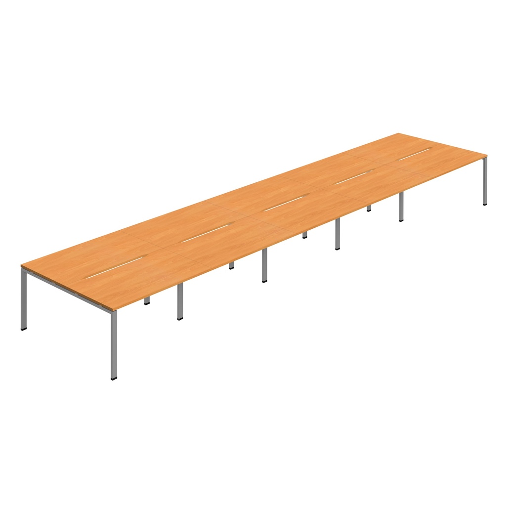 Synergy 10P Bench Desk|1400X800mm|GoalPost|Beech/Silver