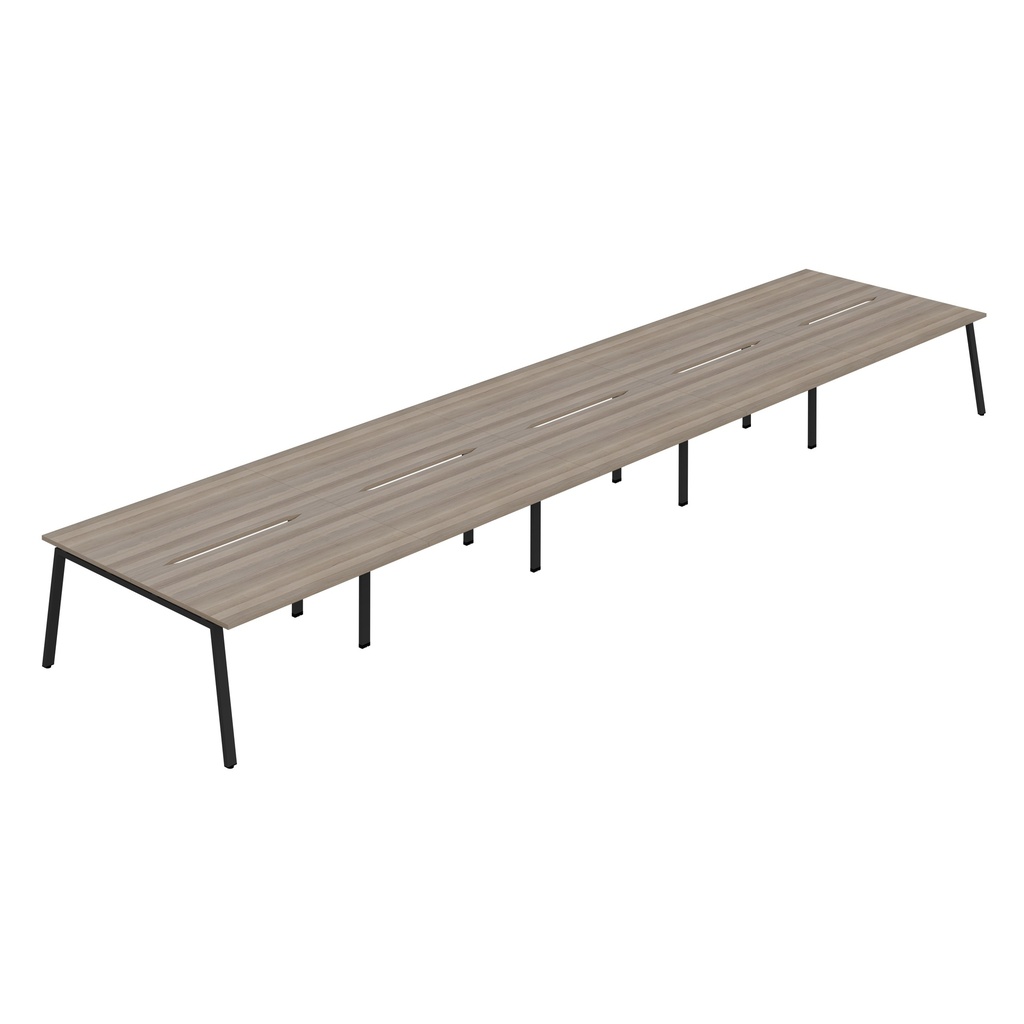 Synergy 10P Bench Desk|1600X800mm|A-Frame|GreyOak/Black