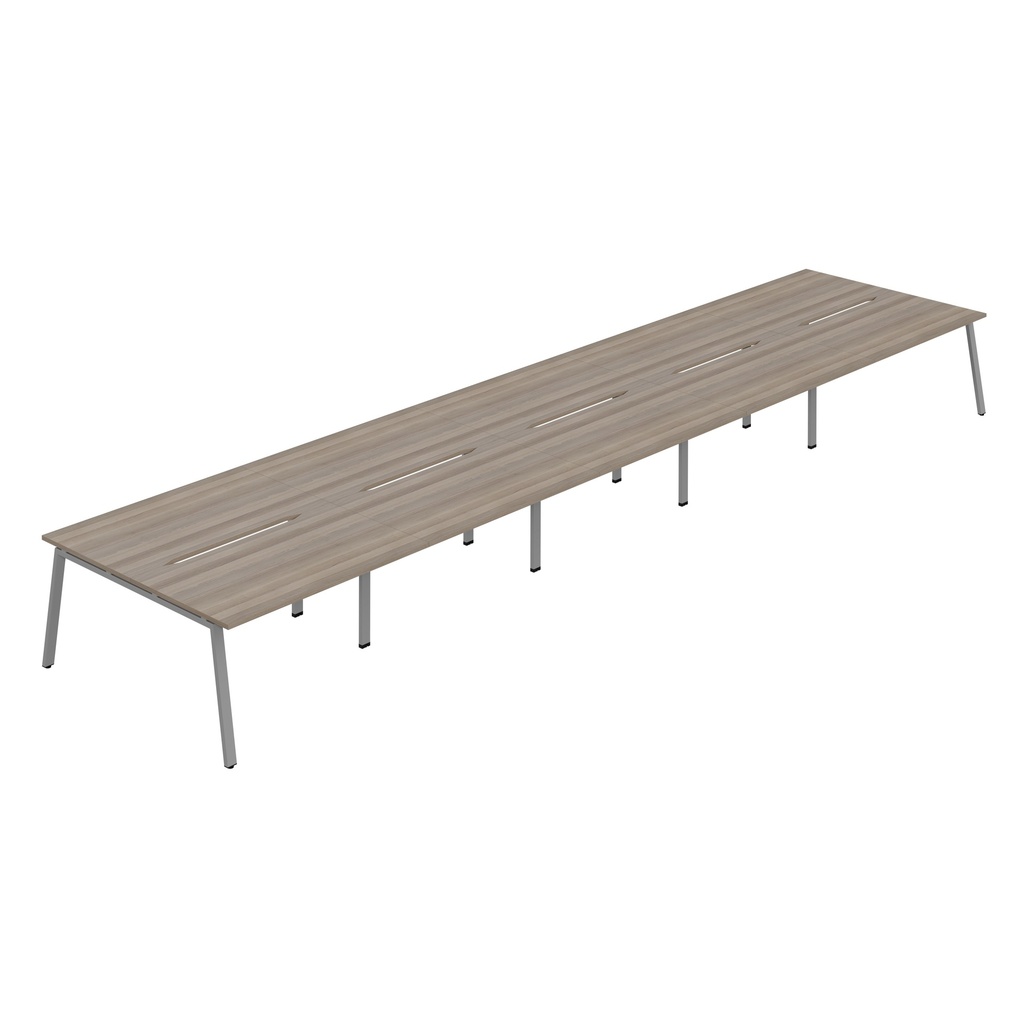 Synergy 10P Bench Desk|1600X800mm|A-Frame|GreyOak/Silver