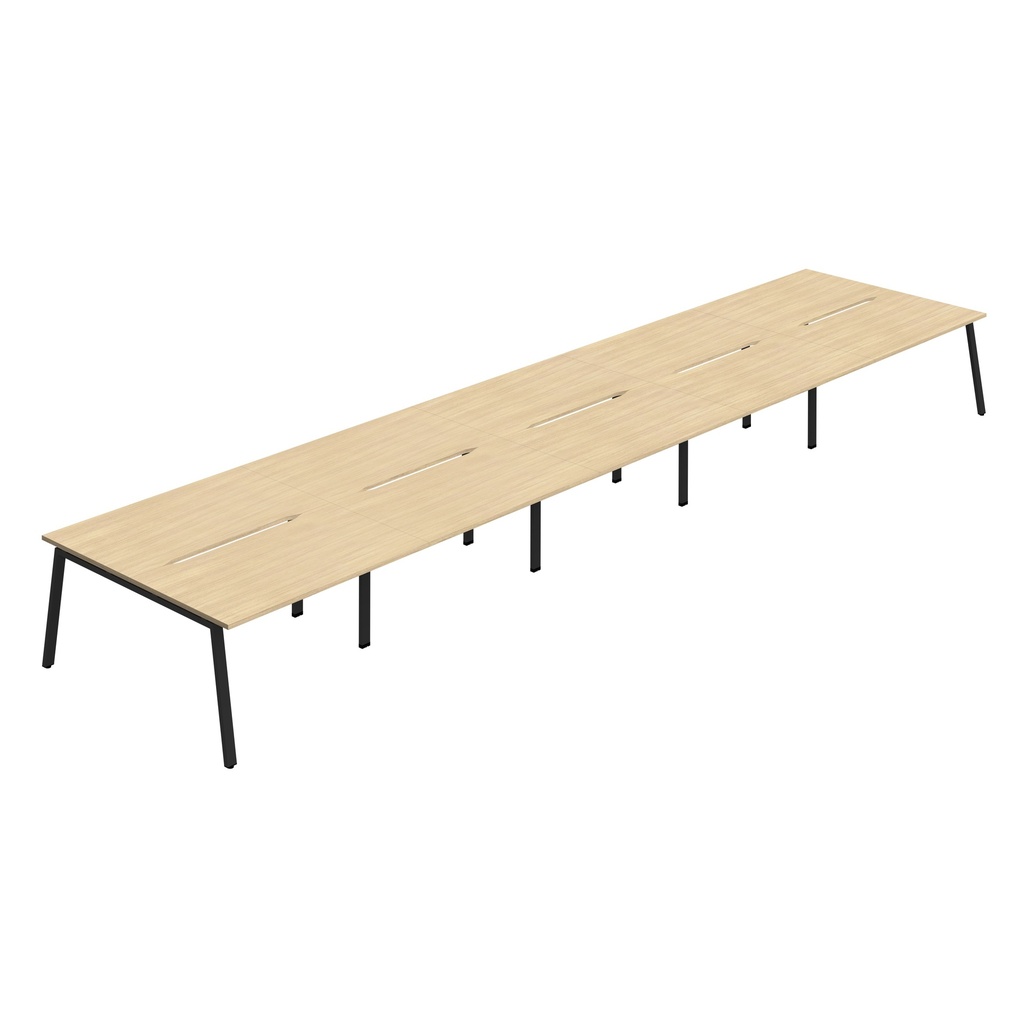 Synergy 10P Bench Desk|1600X800mm|A-Frame|NovaOak/Black