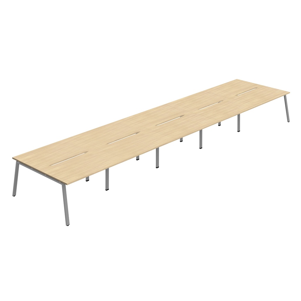 Synergy 10P Bench Desk|1600X800mm|A-Frame|NovaOak/Silver
