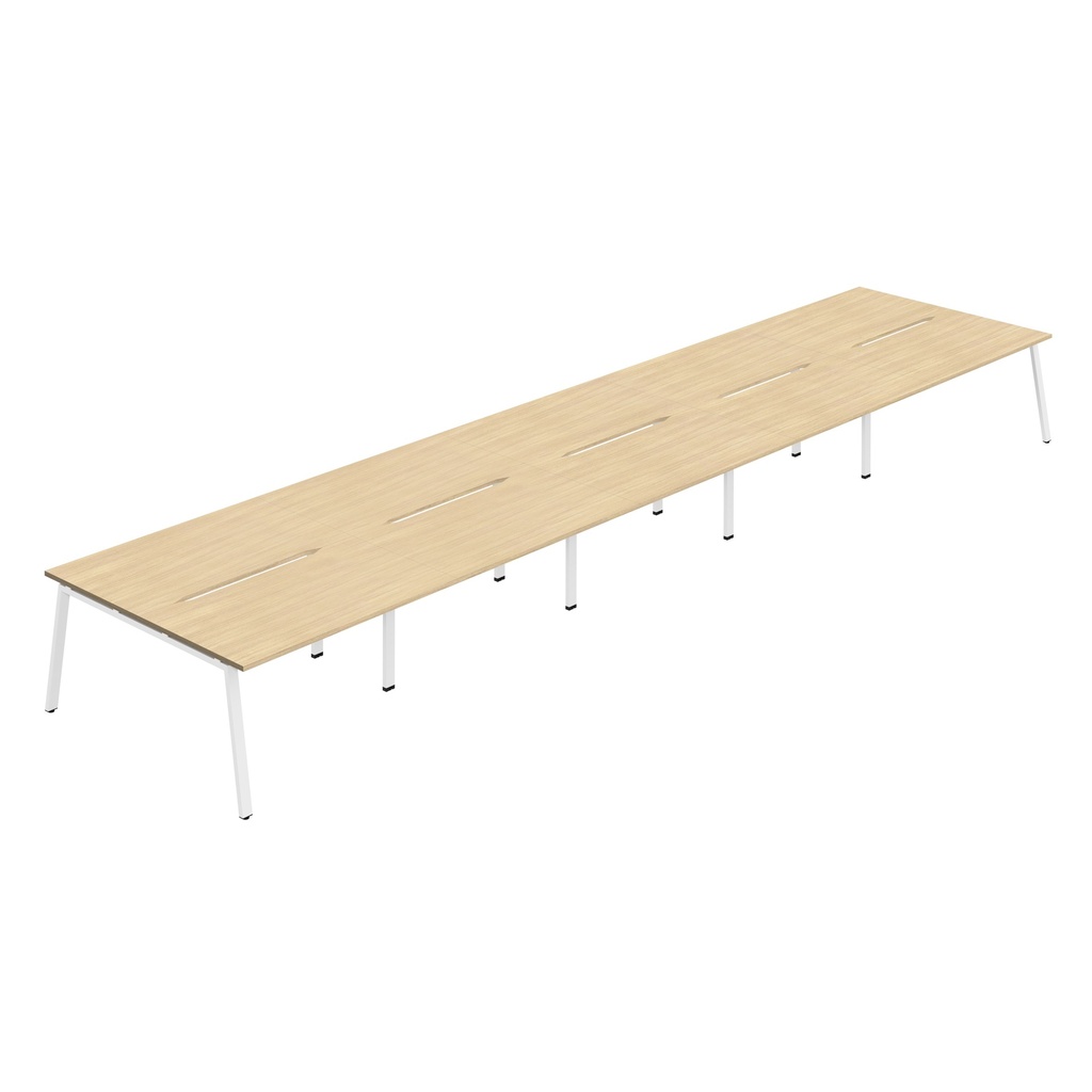 Synergy 10P Bench Desk|1600X800mm|A-Frame|NovaOak/White