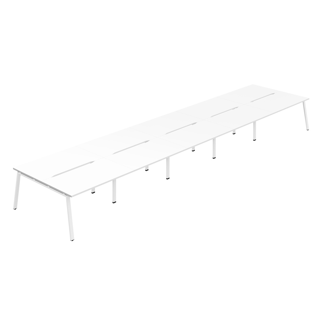 Synergy 10P Bench Desk|1600X800mm|A-Frame|White/White
