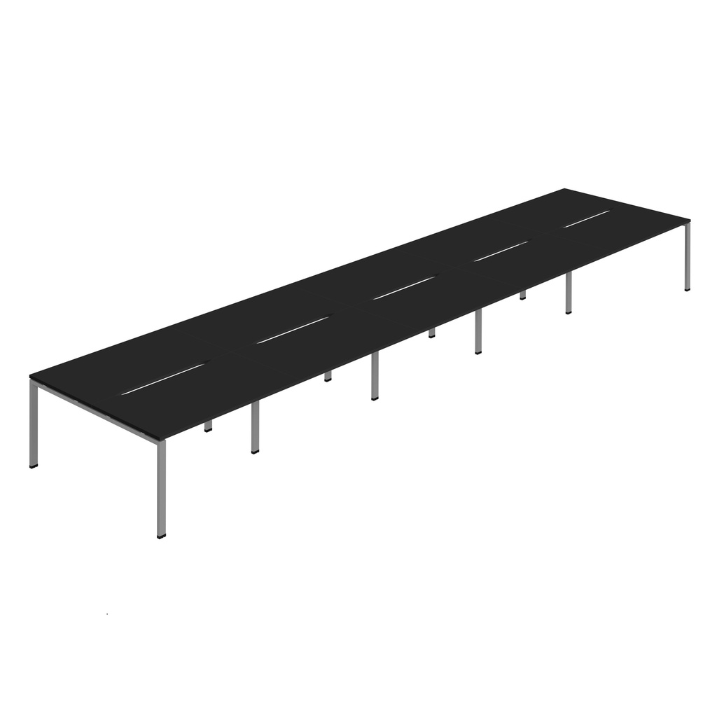 Synergy 10P Bench Desk|1600X800mm|GoalPost|Black/Silver