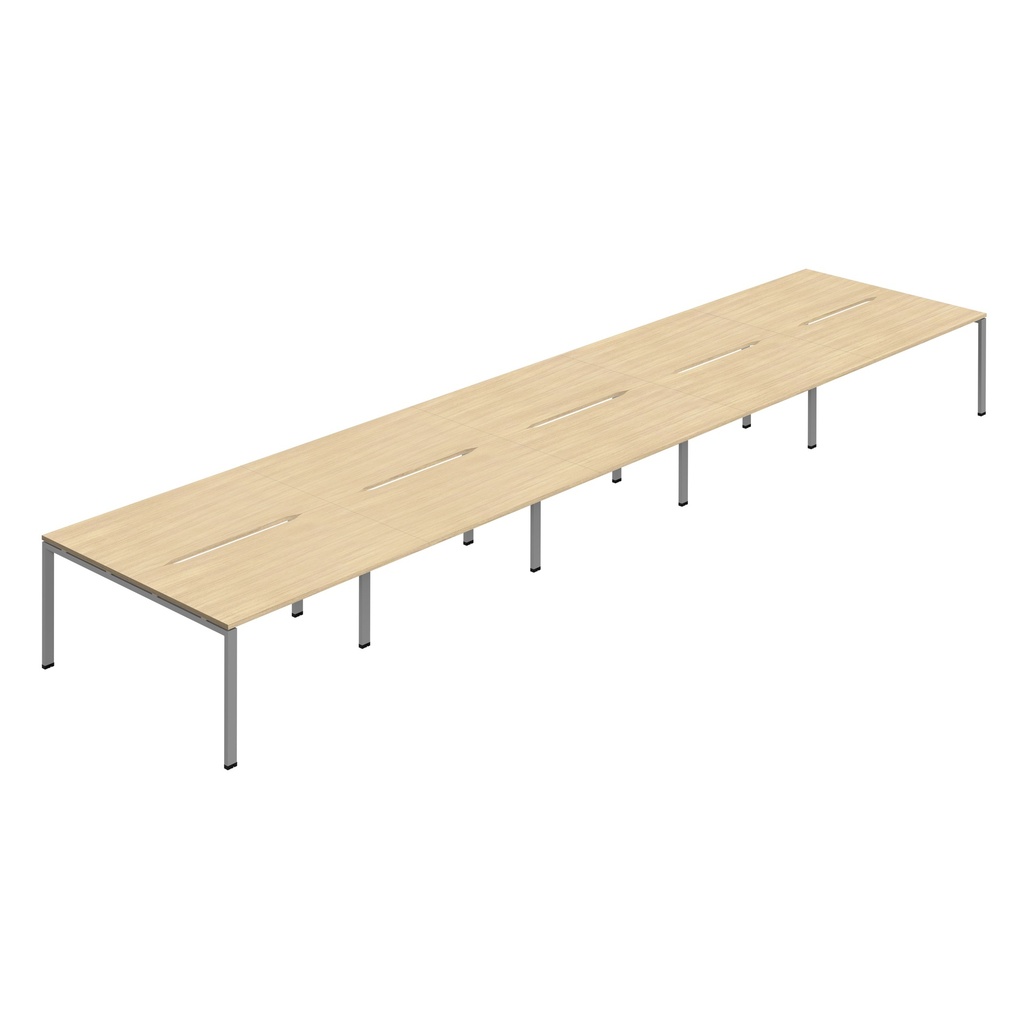 Synergy 10P Bench Desk|1600X800mm|GoalPost|NovaOak/Silver