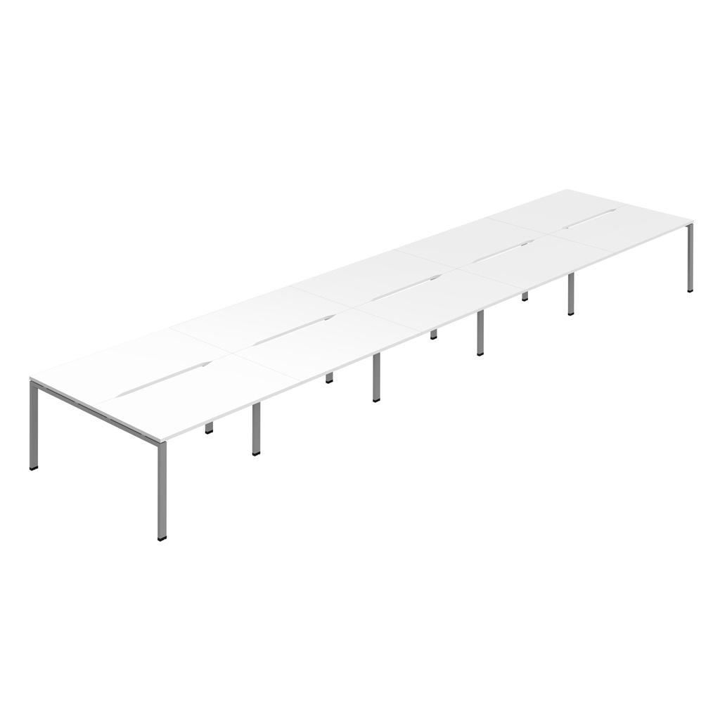 Synergy 10P Bench Desk|1600X800mm|GoalPost|White/Silver