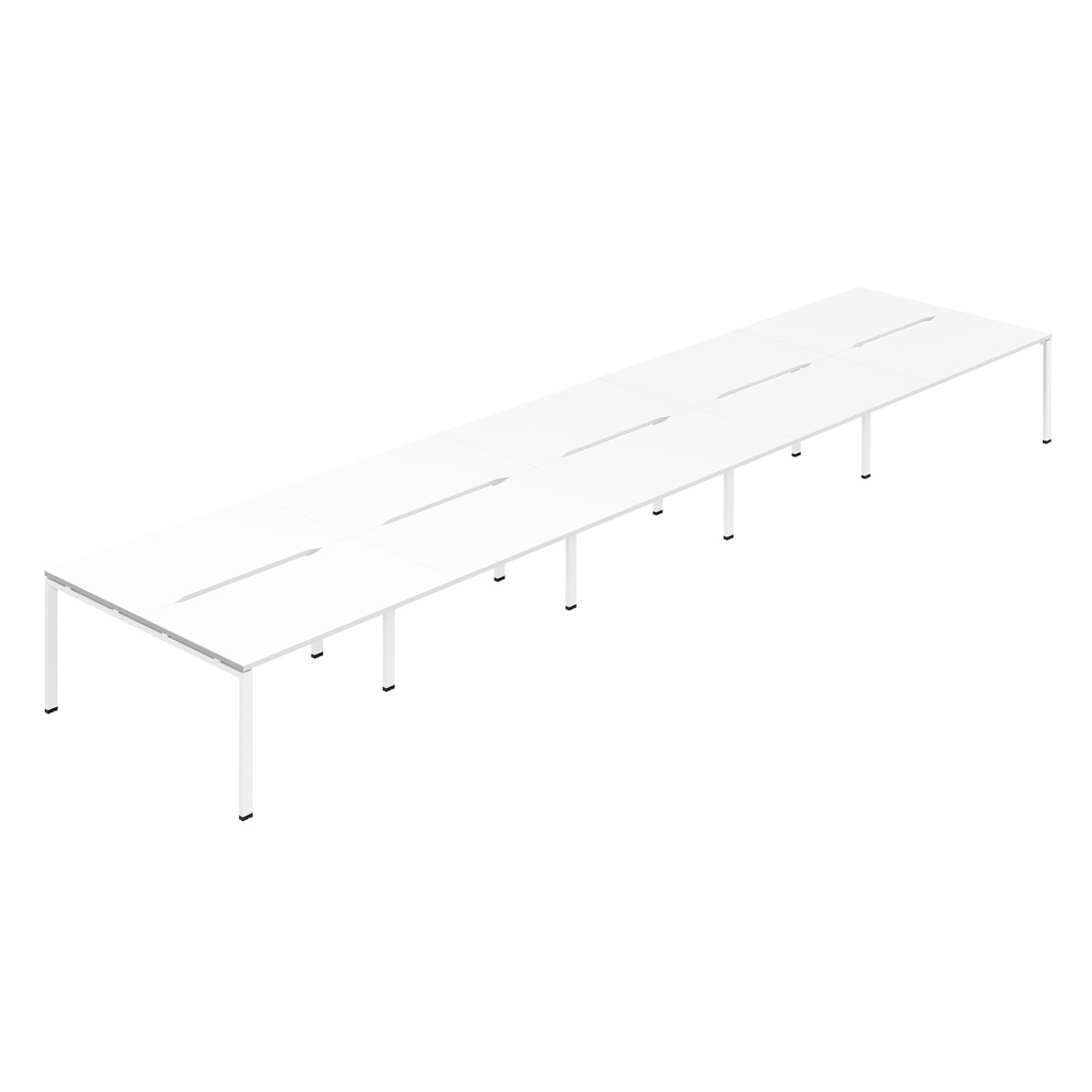 Synergy 10P Bench Desk|1600X800mm|GoalPost|White/White