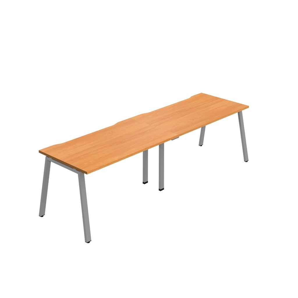 Synergy 2SP Bench Desk|1400X800mm|A-Frame|Beech/Silver