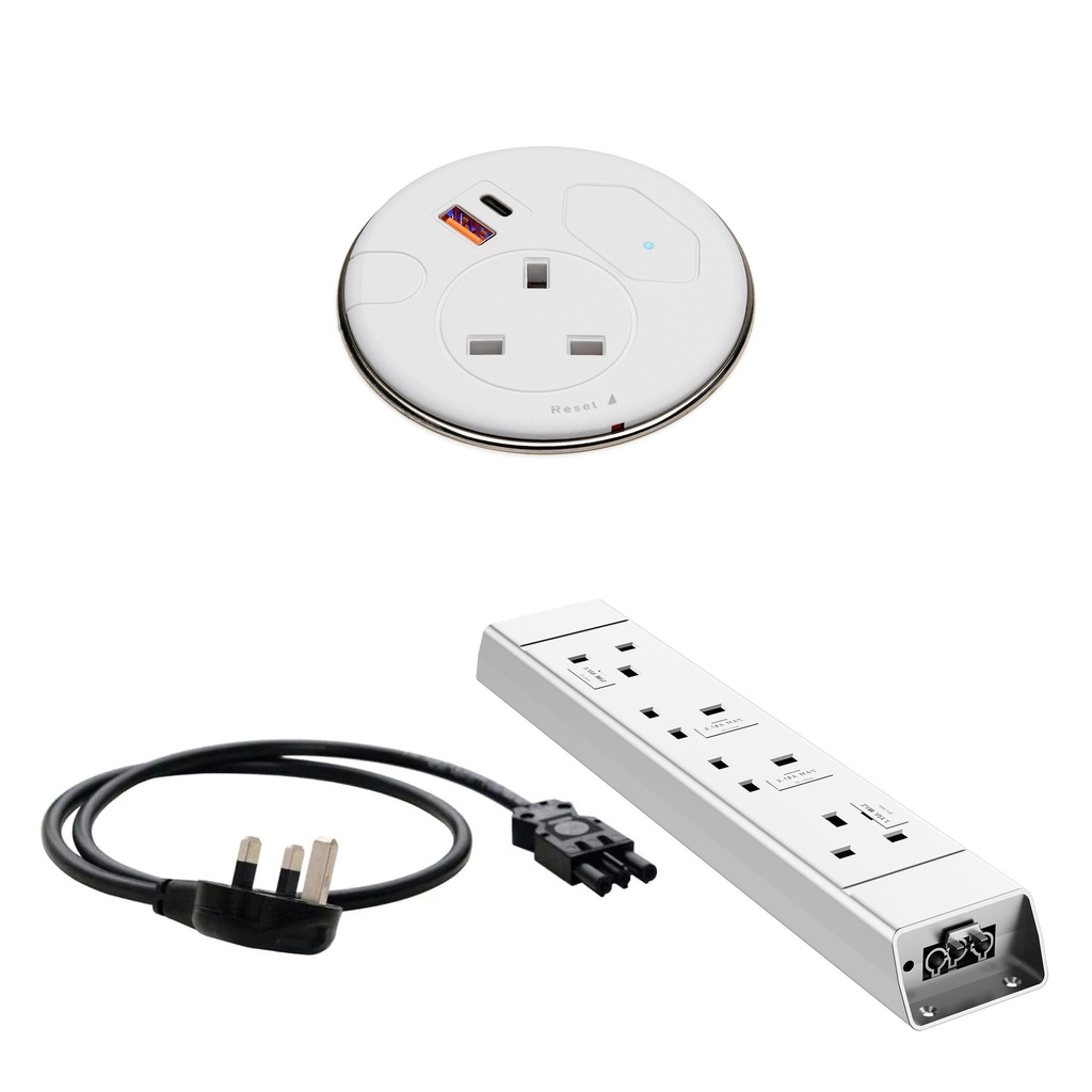 MALMO IN DESK GROMMET POWER BUNDLE WHITE