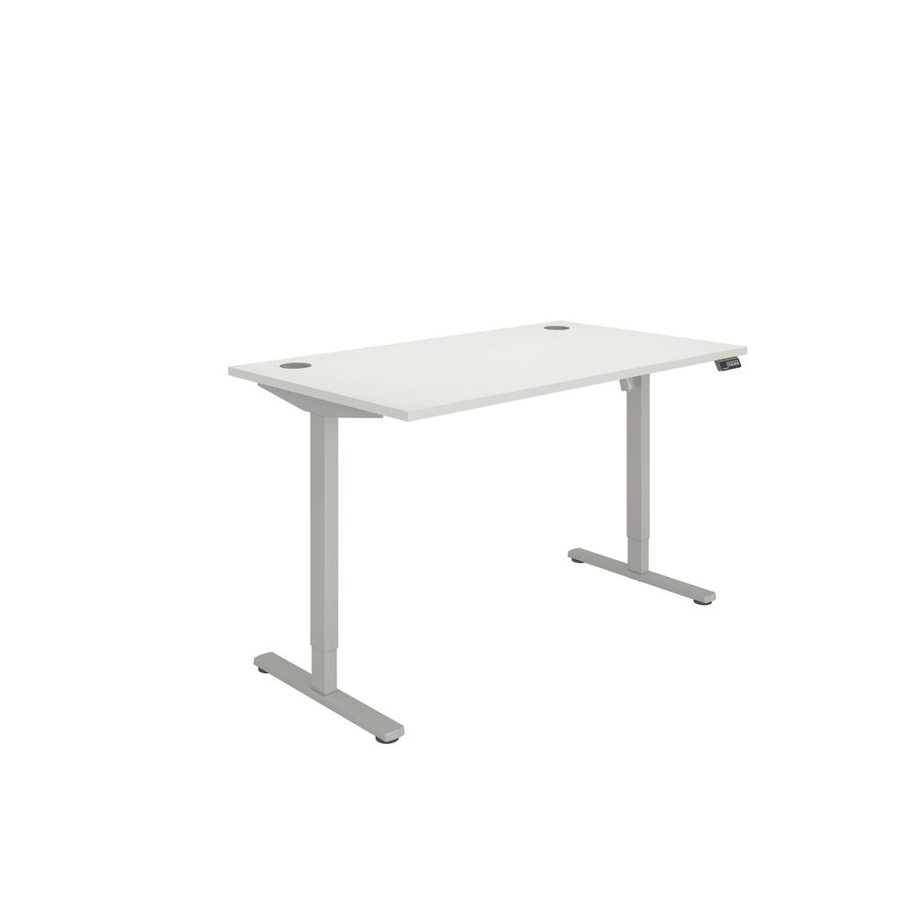 Office Rectangular Single Motor Sit Stand Desk  (FSC) | 1400X800 | White/Silver
