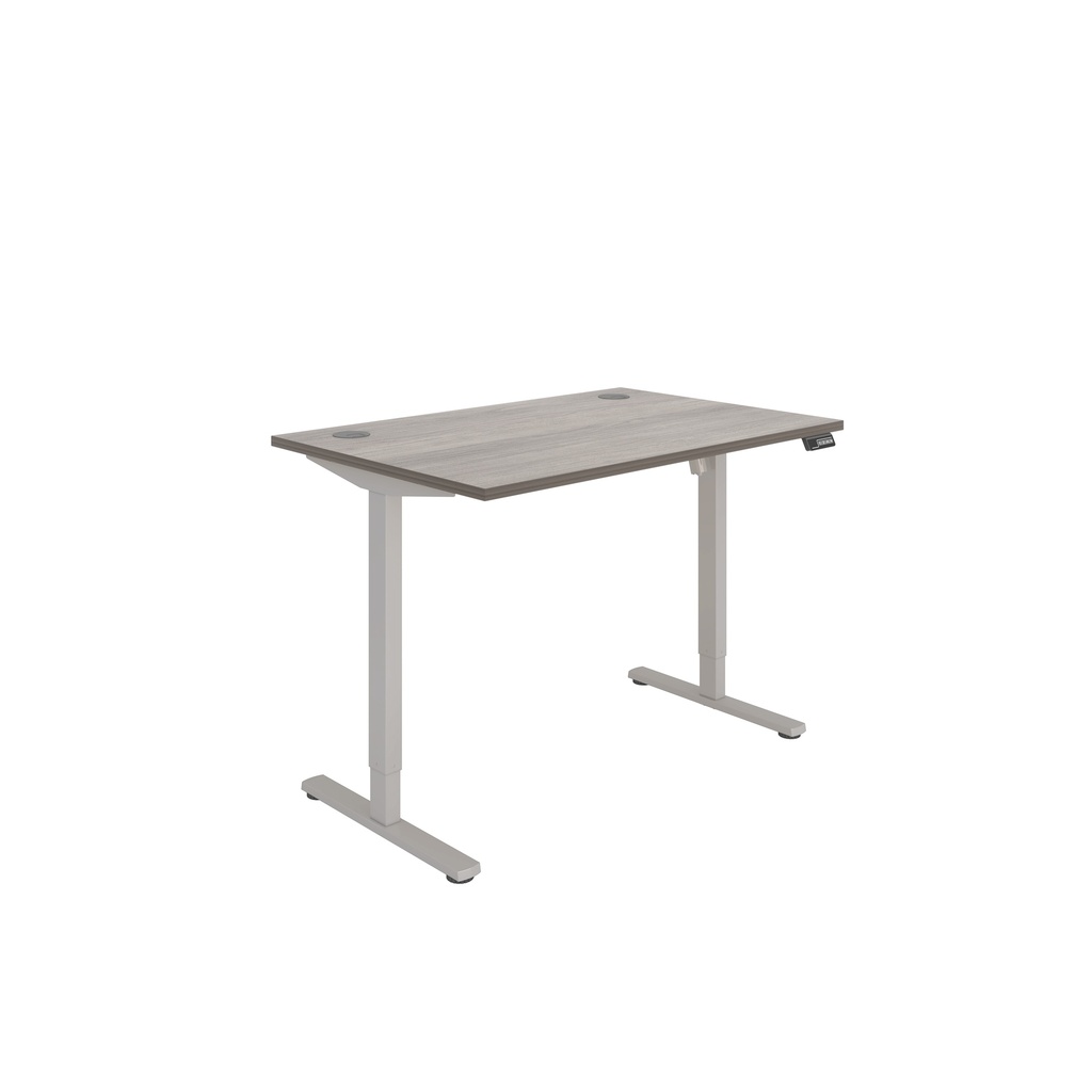 Office Rectangular Single Motor Sit Stand Desk  (FSC) | 1200X800 | Grey Oak/Silver