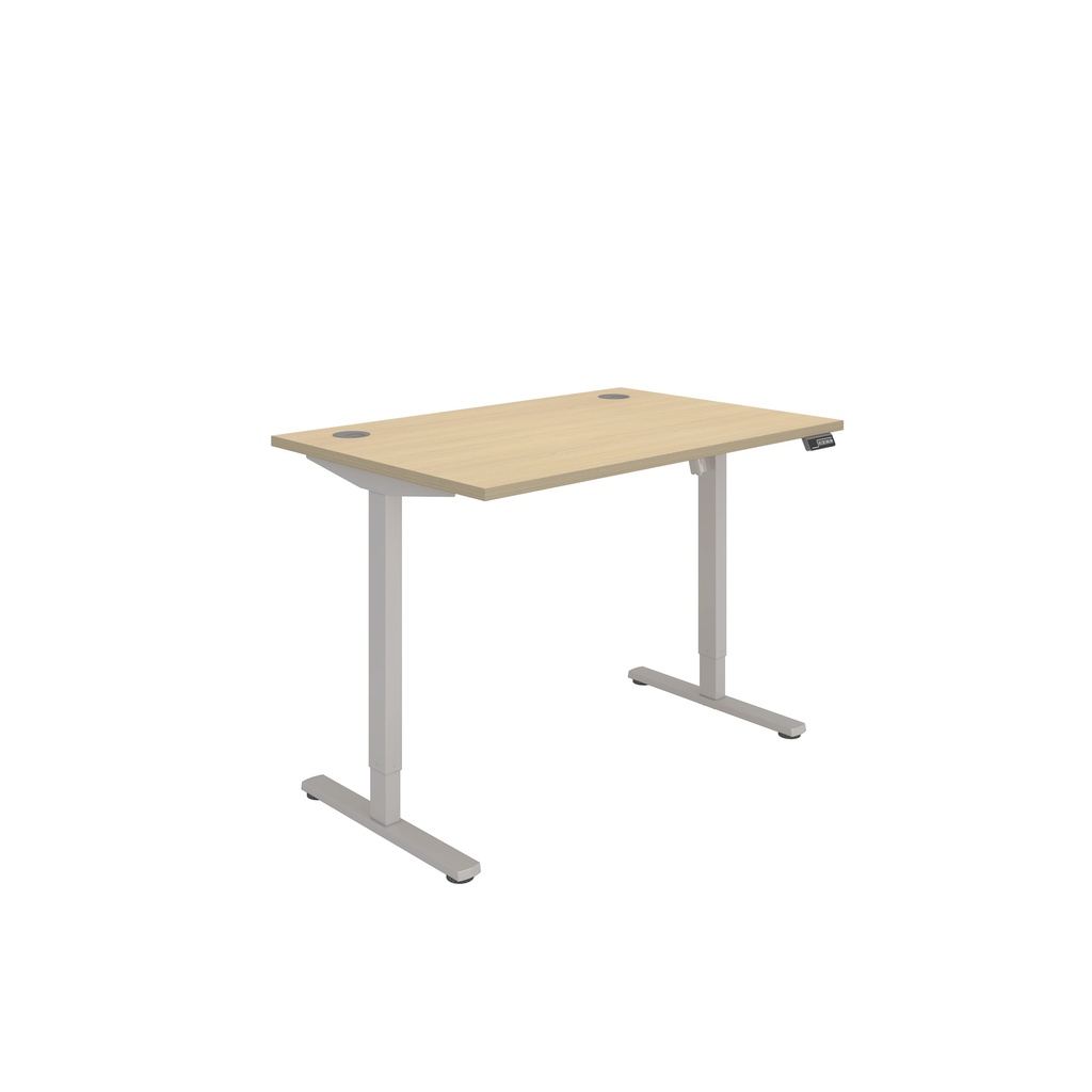 Office Rectangular Single Motor Sit Stand Desk  (FSC) | 1200X800 | Oak/Silver