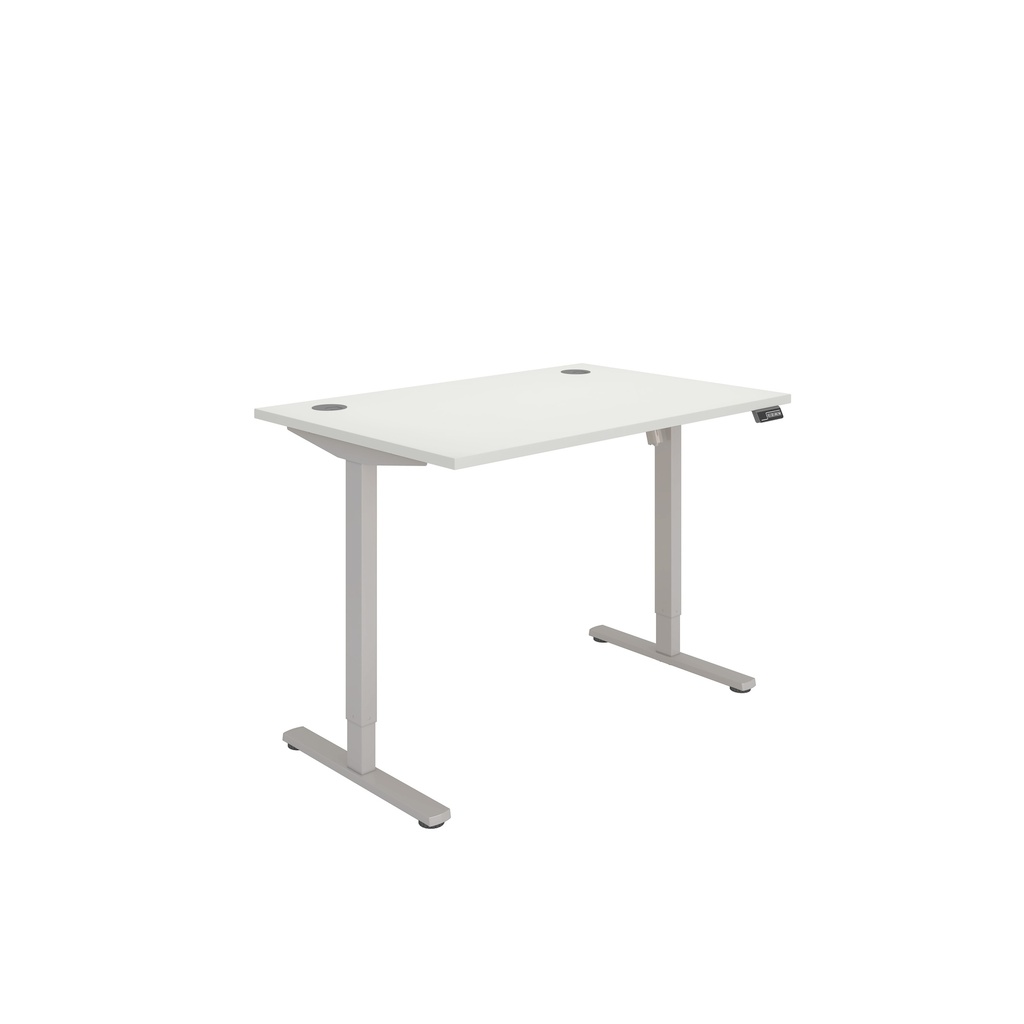 Office Rectangular Single Motor Sit Stand Desk  (FSC) | 1200X800 | White/Silver