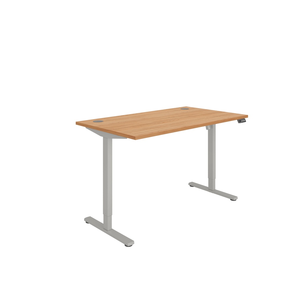 Office Rectangular Single Motor Sit Stand Desk  (FSC) | 1400X800 | Beech/Silver