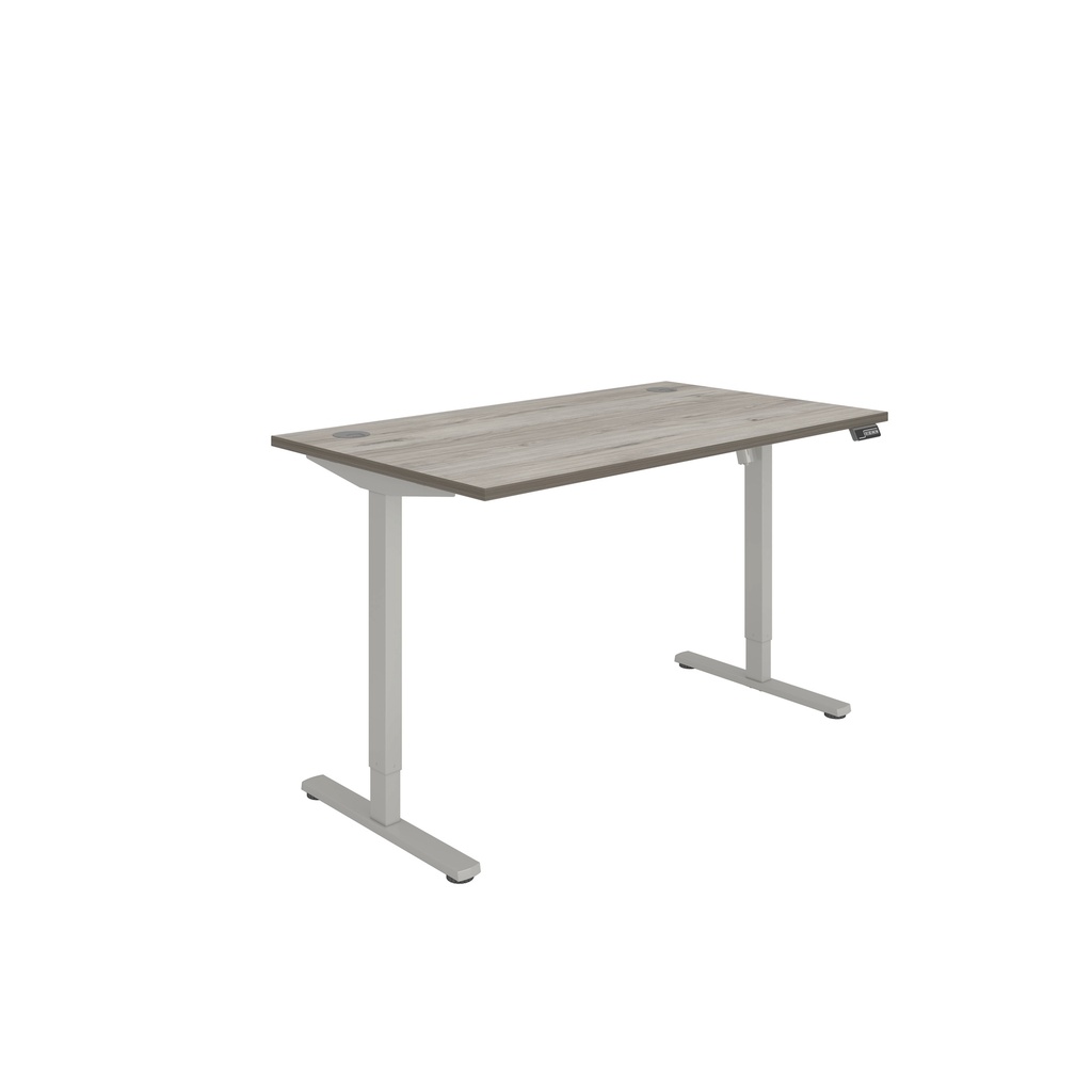 Office Rectangular Single Motor Sit Stand Desk  (FSC) | 1400X800 | Grey Oak/Silver