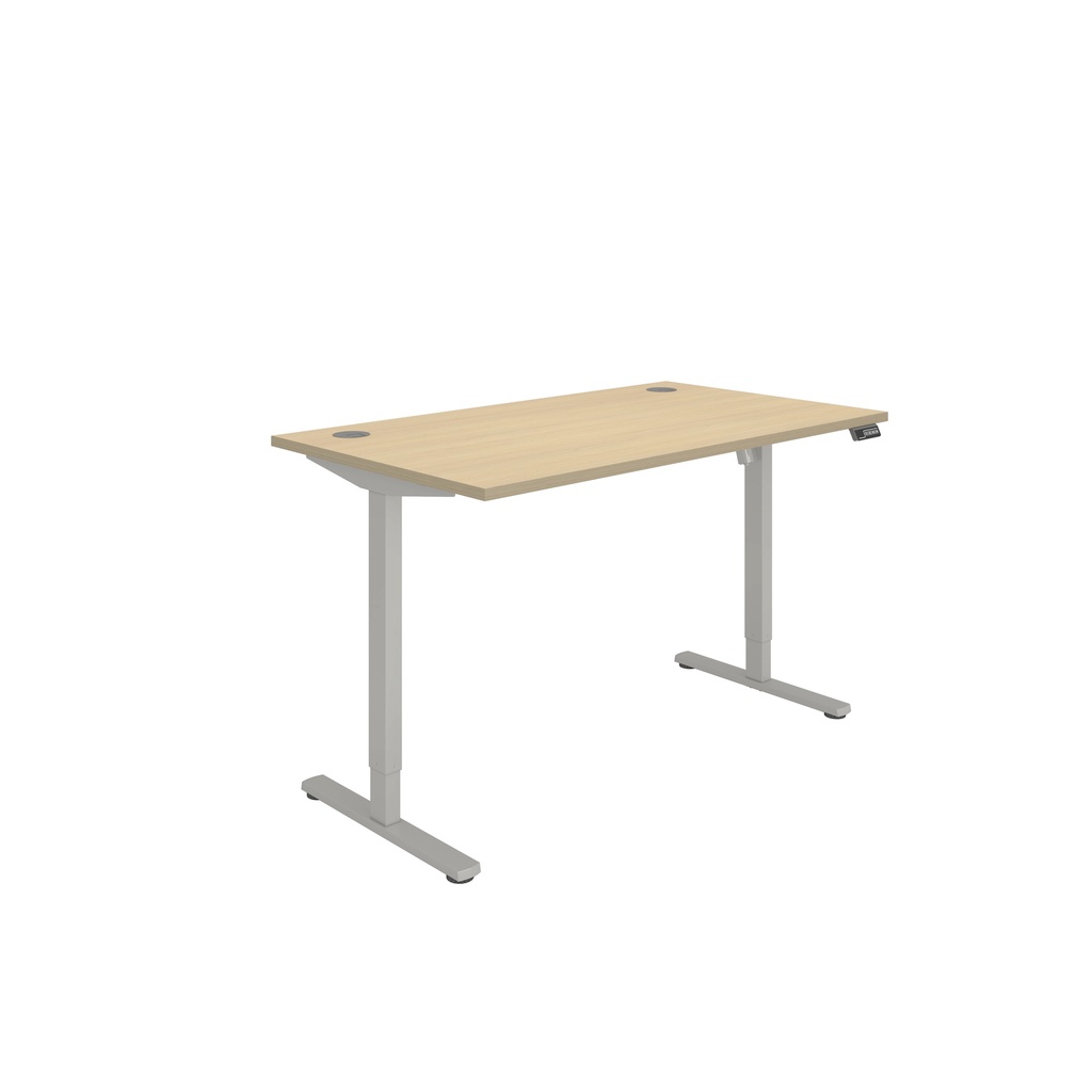 Office Rectangular Single Motor Sit Stand Desk  (FSC) | 1400X800 | Oak/Silver