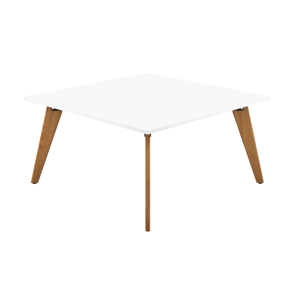 PLATEAU 1600 SQUARE TABLE - WHITE WITH OAK LEGS