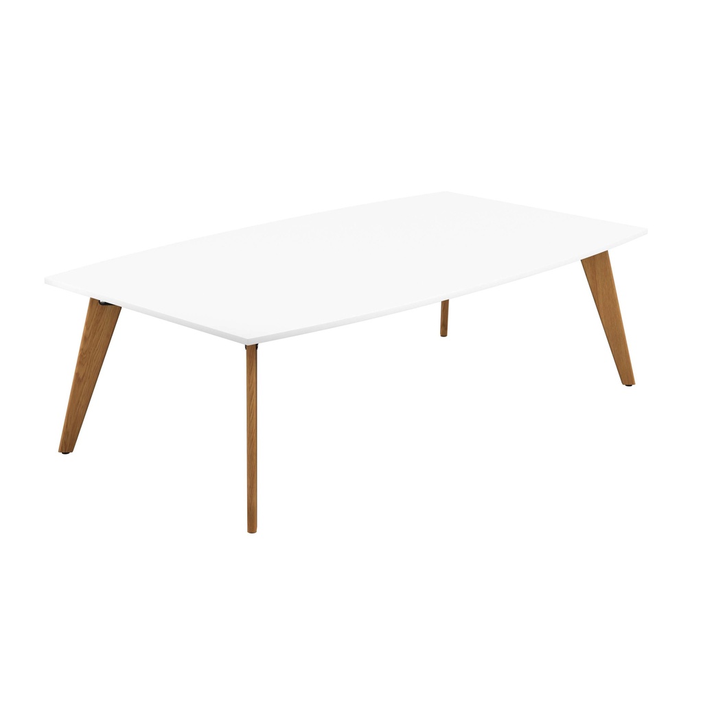 PLATEAU 2400 X 1200 BARREL TABLE - WHITE WITH OAK LEGS