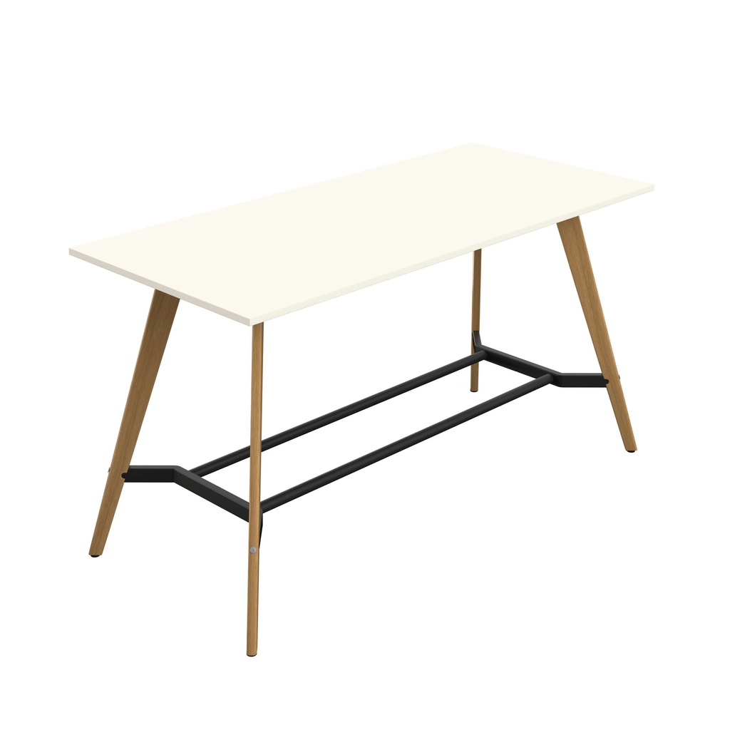 PLATEAU POSEUR 2400 X 1000 RECTANGULAR TABLE - WHITE WITH OAK LEGS