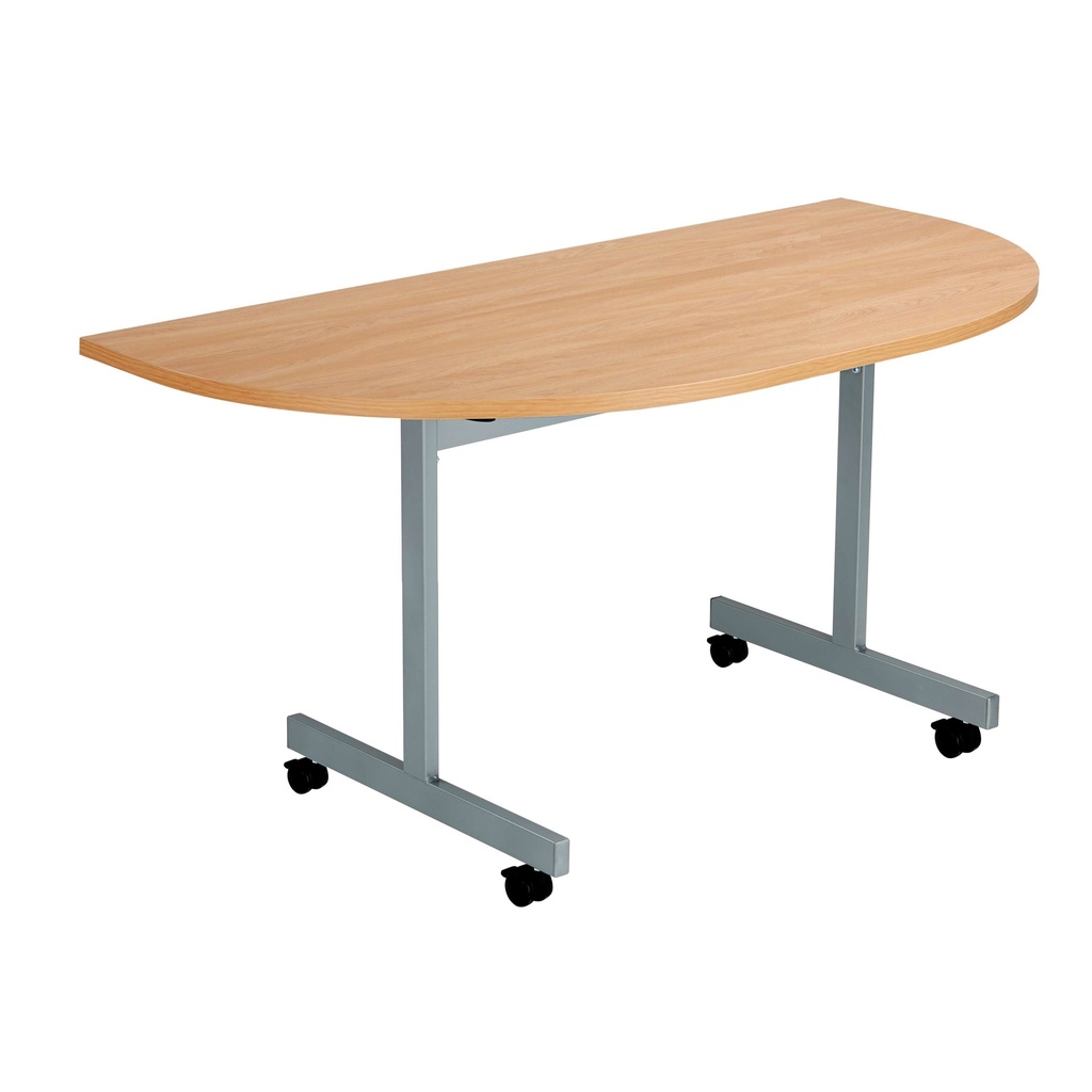 One Eighty D-End Tilting Table (FSC) | 1400 X 700 | Beech/Silver | 