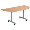 One Eighty D-End Tilting Table (FSC) | 1600 X 800 | Beech/Silver | 