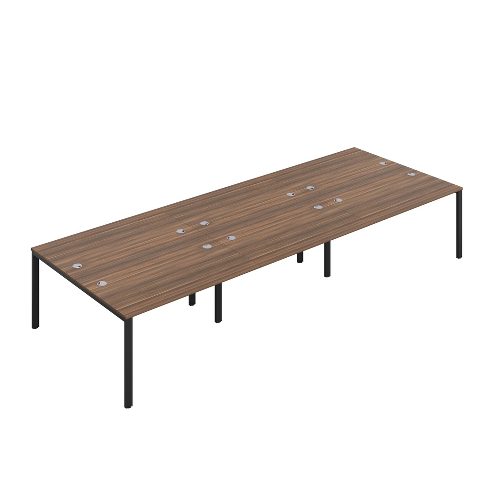 CB Bench with Cable Ports: 6 Person (FSC) | 1400 x 800 | Dark Walnut/Black | 