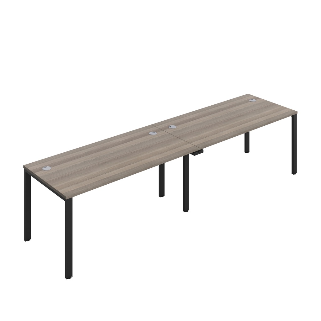 CB Single Bench with Cable Ports: 2 Person (FSC) | 1600 x 800 | Grey Oak/Black | 