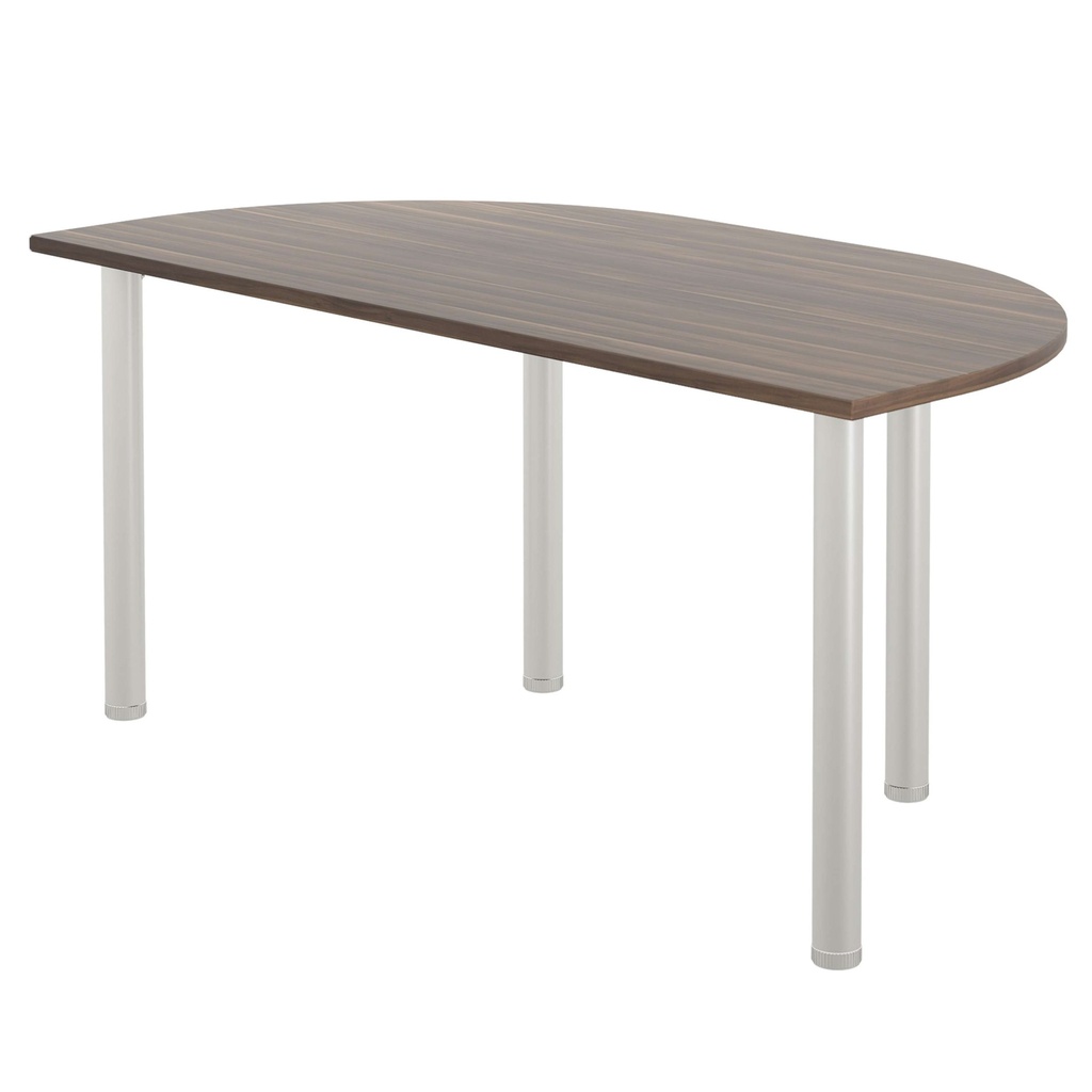 One Fraction Plus Rectangular Meeting Table with D-End (FSC) | 1600X800 | Dark Walnut/Silver | 