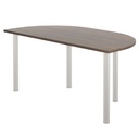 One Fraction Plus Rectangular Meeting Table with D-End (FSC) | 1600X800 | Dark Walnut/Silver | 