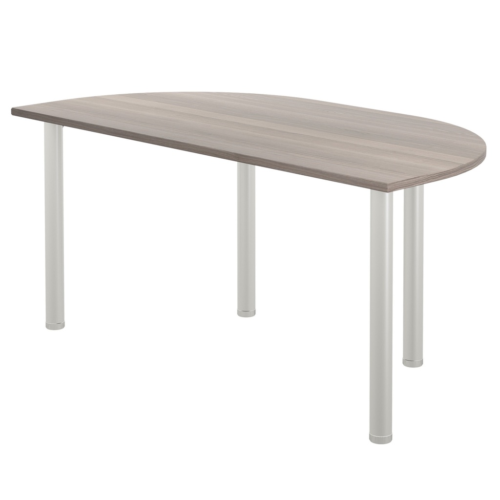 One Fraction Plus Rectangular Meeting Table with D-End (FSC) | 1600X800 | Grey Oak/Silver | 