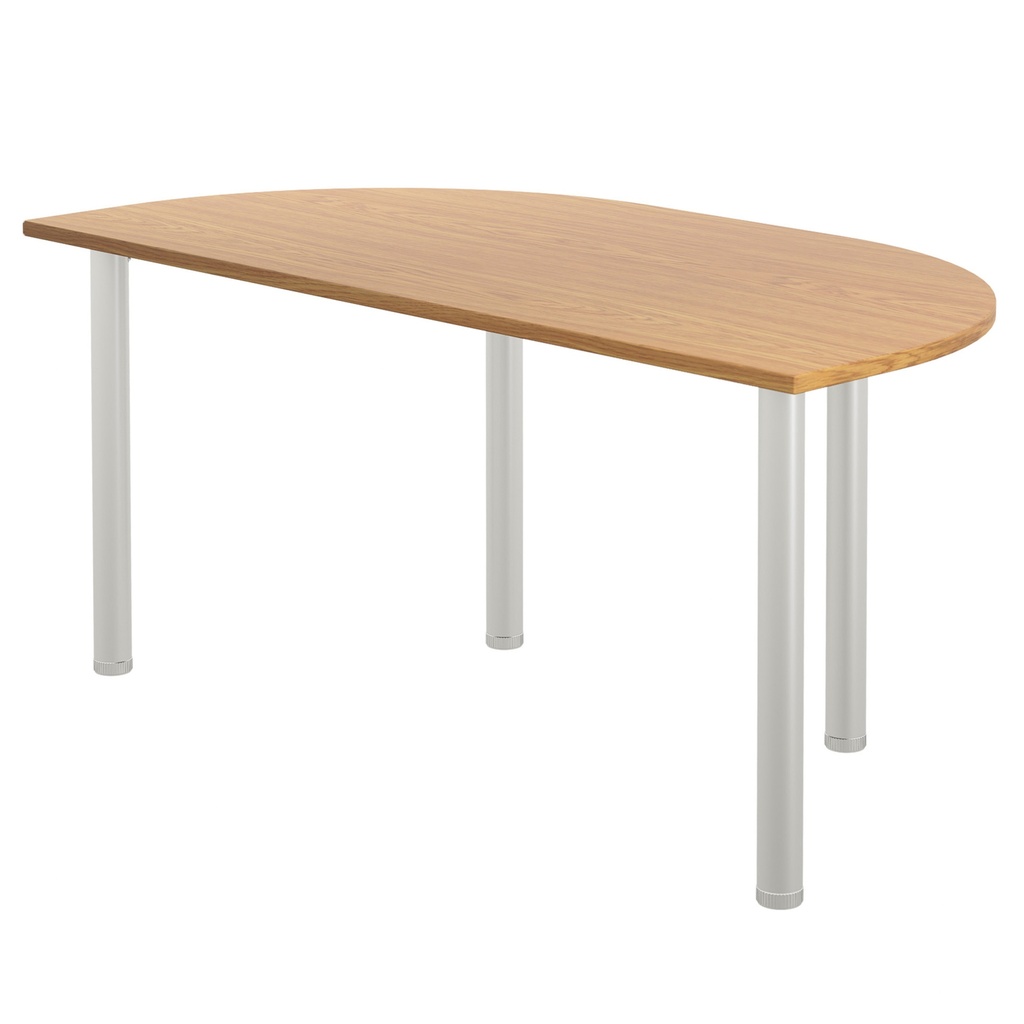 One Fraction Plus Rectangular Meeting Table with D-End (FSC) | 1600X800 | Nova Oak/Silver | 