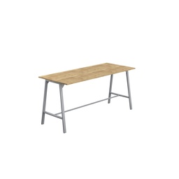[T-HIGH-M-1210SVNNO] Titan High Maker Rectangular Table (FSC) | 1200 X 1000 | Silver/Natural Nebraska Oak