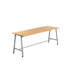 [T-HIGH-MM-1510SVB] Titan Mobile High Maker Rectangular Table (FSC) | 1500 X 1000 | Silver/Ellmau Beech
