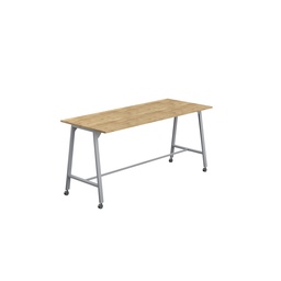 [T-HIGH-MM-1210SVNNO] Titan Mobile High Maker Rectangular Table (FSC) | 1200 X 1000 | Silver/Natural Nebraska Oak