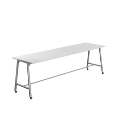 [T-HIGH-MM-1810SVWHT] Titan Mobile High Maker Rectangular Table (FSC) | 1800 X 1000 | Silver/White