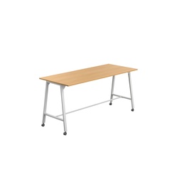 [T-HIGH-MM-1210WHTB] Titan Mobile High Maker Rectangular Table (FSC) | 1200 X 1000 | White/Ellmau Beech