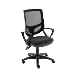 [CH0002CH+AC0001FA] 2 Lever Versi Mesh Operator Chair Charcoal Boxed + Fixed Arms