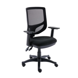 [CH0002BK+AC0002AA] 2 Lever Versi Mesh Operator Chair Black Boxed + Adjustable Arms + Adjustable Arms