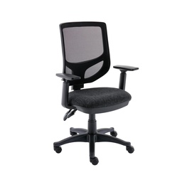 [CH0002CH+AC0002AA] 2 Lever Versi Mesh Operator Chair Charcoal Boxed + Adjustable Arms